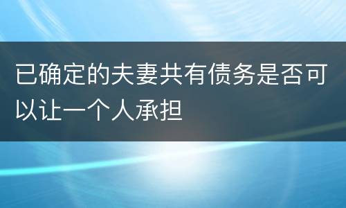 已确定的夫妻共有债务是否可以让一个人承担