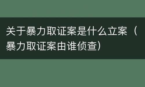 关于暴力取证案是什么立案（暴力取证案由谁侦查）
