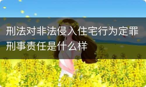 刑法对非法侵入住宅行为定罪刑事责任是什么样