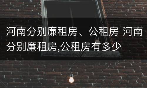 河南分别廉租房、公租房 河南分别廉租房,公租房有多少