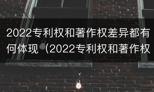2022专利权和著作权差异都有何体现（2022专利权和著作权差异都有何体现呢）