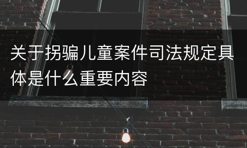 关于拐骗儿童案件司法规定具体是什么重要内容