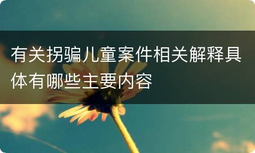 有关拐骗儿童案件相关解释具体有哪些主要内容