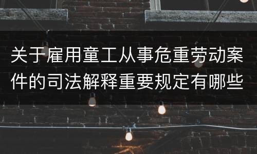 关于雇用童工从事危重劳动案件的司法解释重要规定有哪些