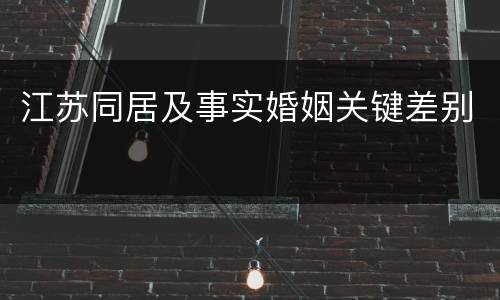 江苏同居及事实婚姻关键差别