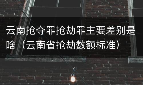 云南抢夺罪抢劫罪主要差别是啥（云南省抢劫数额标准）