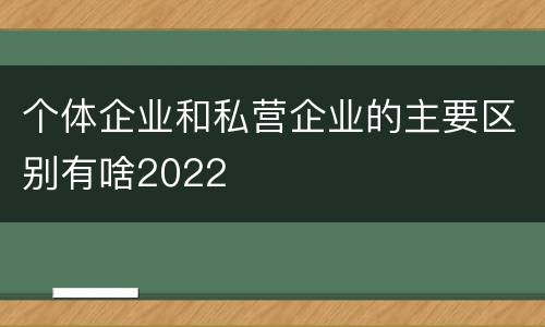 个体企业和私营企业的主要区别有啥2022