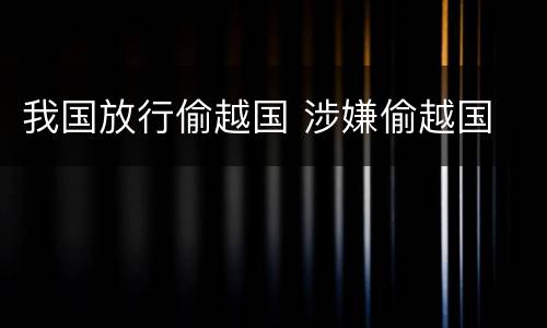 我国放行偷越国 涉嫌偷越国
