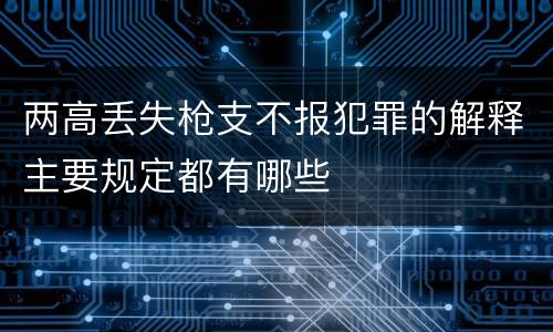 两高丢失枪支不报犯罪的解释主要规定都有哪些