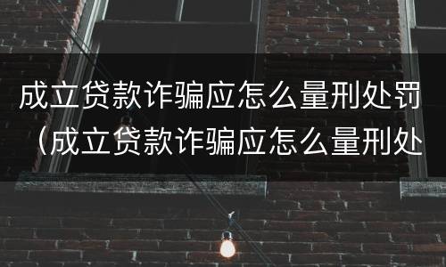 成立贷款诈骗应怎么量刑处罚（成立贷款诈骗应怎么量刑处罚案例）