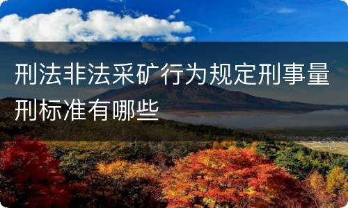 刑法非法采矿行为规定刑事量刑标准有哪些