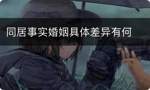 同居事实婚姻具体差异有何