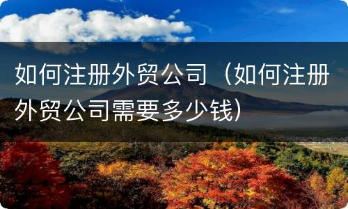 如何注册外贸公司（如何注册外贸公司需要多少钱）