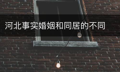 河北事实婚姻和同居的不同