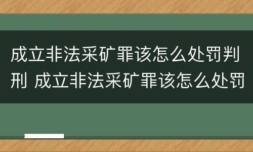成立非法采矿罪该怎么处罚判刑 成立非法采矿罪该怎么处罚判刑的
