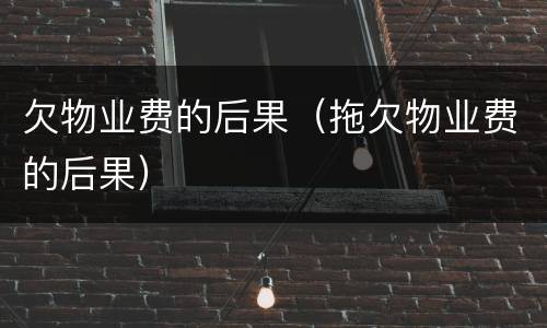 欠物业费的后果（拖欠物业费的后果）
