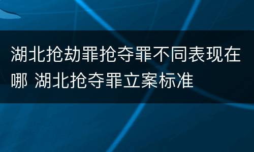 湖北抢劫罪抢夺罪不同表现在哪 湖北抢夺罪立案标准