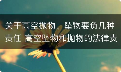 关于高空抛物、坠物要负几种责任 高空坠物和抛物的法律责任