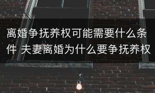 离婚争抚养权可能需要什么条件 夫妻离婚为什么要争抚养权