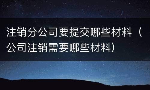 注销分公司要提交哪些材料（公司注销需要哪些材料）