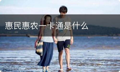 惠民惠农一卡通是什么