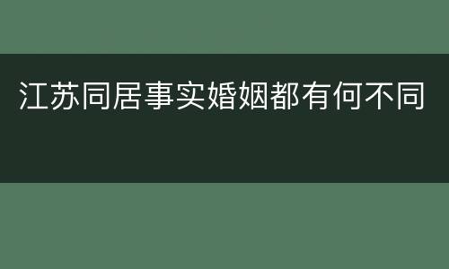 江苏同居事实婚姻都有何不同
