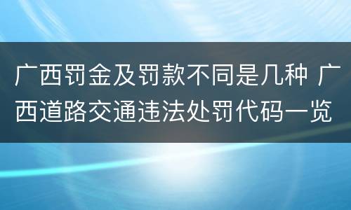 广西罚金及罚款不同是几种 广西道路交通违法处罚代码一览表