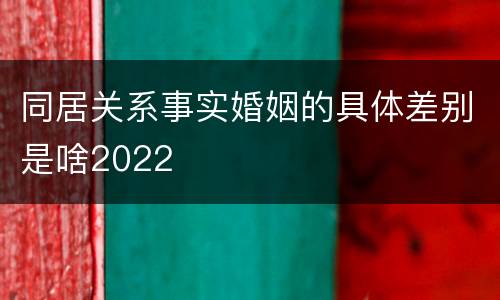 同居关系事实婚姻的具体差别是啥2022