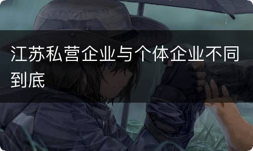 江苏私营企业与个体企业不同到底