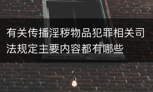 有关传播淫秽物品犯罪相关司法规定主要内容都有哪些