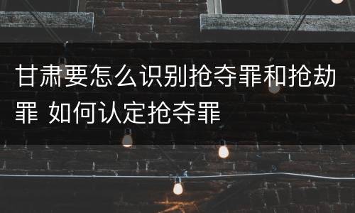 甘肃要怎么识别抢夺罪和抢劫罪 如何认定抢夺罪