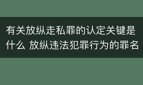 有关放纵走私罪的认定关键是什么 放纵违法犯罪行为的罪名