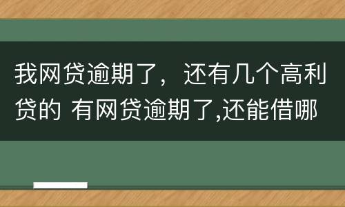 我网贷逾期了，还有几个高利贷的 有网贷逾期了,还能借哪个贷款