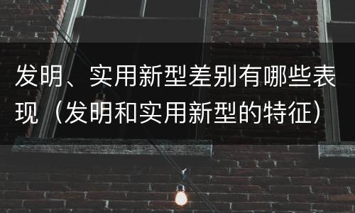 发明、实用新型差别有哪些表现（发明和实用新型的特征）
