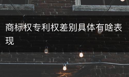商标权专利权差别具体有啥表现