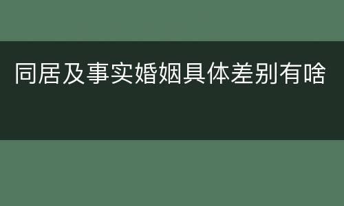 同居及事实婚姻具体差别有啥