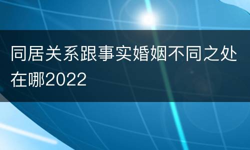同居关系跟事实婚姻不同之处在哪2022
