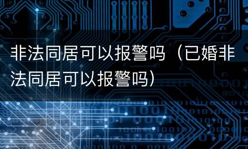 非法同居可以报警吗（已婚非法同居可以报警吗）