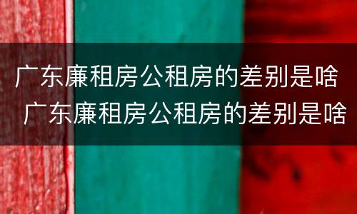 广东廉租房公租房的差别是啥 广东廉租房公租房的差别是啥呀