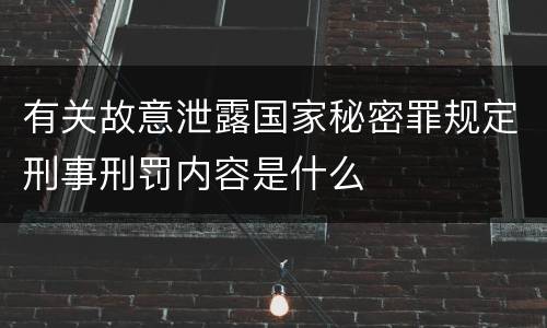有关故意泄露国家秘密罪规定刑事刑罚内容是什么