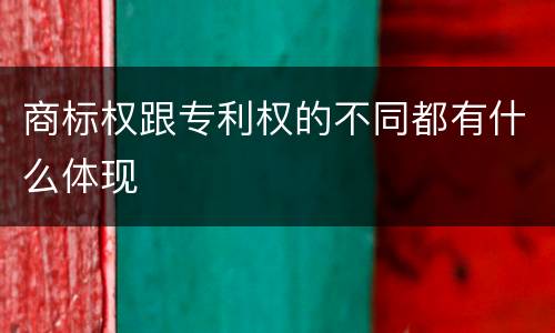 商标权跟专利权的不同都有什么体现