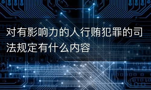 对有影响力的人行贿犯罪的司法规定有什么内容