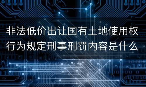 非法低价出让国有土地使用权行为规定刑事刑罚内容是什么样