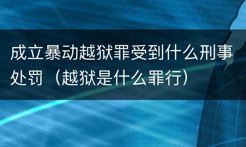 成立暴动越狱罪受到什么刑事处罚（越狱是什么罪行）