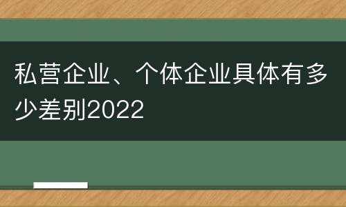 私营企业、个体企业具体有多少差别2022