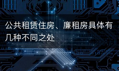 公共租赁住房、廉租房具体有几种不同之处