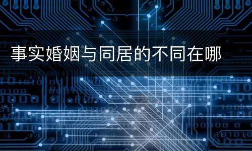 事实婚姻与同居的不同在哪