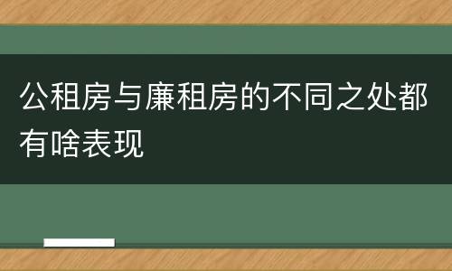 公租房与廉租房的不同之处都有啥表现