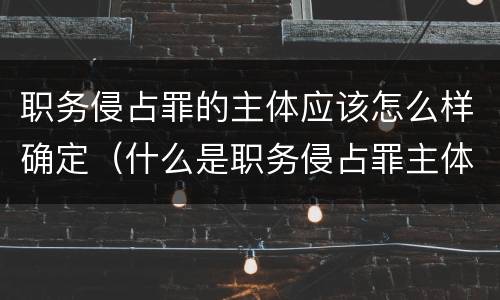 职务侵占罪的主体应该怎么样确定（什么是职务侵占罪主体）