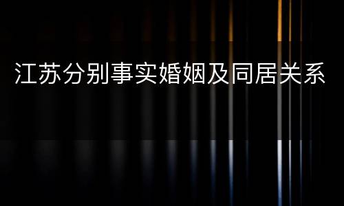江苏分别事实婚姻及同居关系